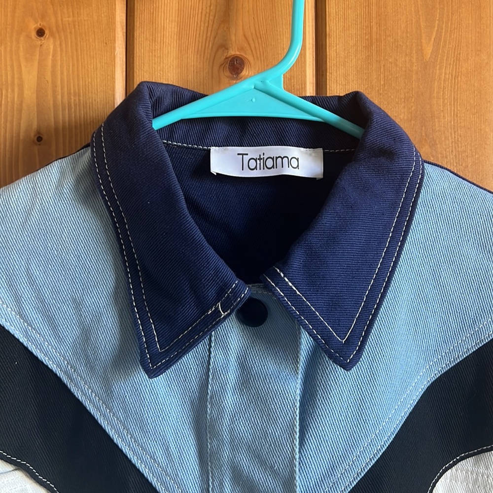 Geometric Print Button-Up Denim Jacket - Picture 2 of 11